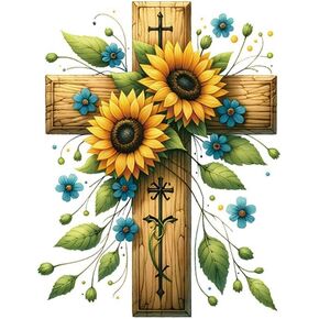 Kulvci Cross Flower Diamond Painting Kits للبالغين ، ومجموعات فن الماس الدائرية الكاملة ، وحرف DIY DIY Home For Home Wall Decoration 12 × 12inch