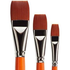 KINGART Radiant 6550 Wash Series Premium Golden Synthetic Brushes for Acrylic, Oil and Watercolor, Set of 3 (Sizes: 1/2, 3/4 & 1)