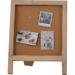 SOFE Linen Desk Bulletin Board Small, 12"×15" Cute Fabric Pin Board White Wash Wood Framed, Tabletop Freestanding Display Photo Memo Vision Board, Rustic Notice Board for Home Office School
