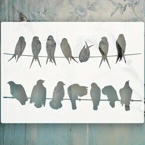 Bird On Wire Wall Stencils Template Reusable Spray PaintStencils for Craft Painting On Wood Craft Canvas Walls Wood Furniture Decorations DIY Scrapbooking