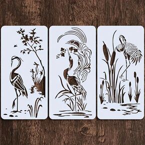 3pcs كبيرة الأزهار والطيور stencils stencils قالب رشيق قابلة لإعادة الاستخدام الرصاص للطلاء الحرفي على الحرف الخشبية القماش الجدران الأثاث الخشبي ديكورات DIY Scrapbooking