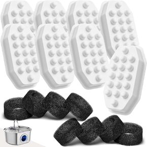 Official Pet Water Fountain Filters Replacement & Pre-Filter Sponges for 3.2L/108oz Stainless Steel Cat Water Fountain