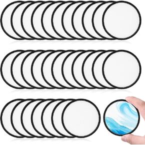 30Pcs Sublimation Blanks Patches Iron On Blank Patches Large Iron-on Patch with Black Border Exquisite Fabric Patches for DIY Crafts Hats Caps Backpack Uniforms (Round)