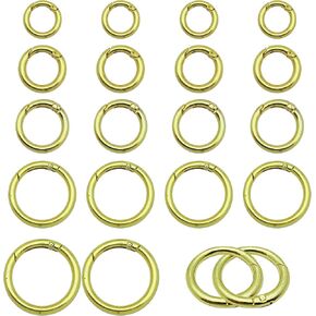 30 pcs 5 size spring o ring round carabiner clip clip clip rain round spring snap hooks clip trigger spring keyring clasp buckle multi groups for keychain facs pass jewelry diy craft make (gold)