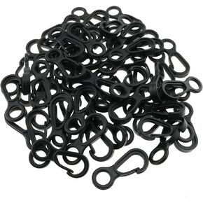 60pcs Plastic Small Hooks 8-Shaped Nylon Lobster Clasp 30x13mm Black Elastic Rope Hook Snap Clip Hook Spring Hanging Buckle for Jewelry, Key Chain, Purses