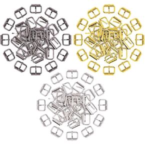 Swpeet 180Pcs 1" 3 Colors Metal Roller Buckles for Belts Hardware Bags Ring Hand DIY Accessories Keychains Belts and Dog Leash - Silver/Gold/Gun-Black