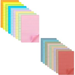 9 Pack Pastel Lined Sticky Notes 4X6 and 9 Pack Aesthetic Vintage Lined Sticky Notes, Large Neutral Ruled Post Sticky Super Sticking Power Pads, School Office Desk Accessories