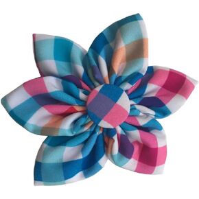 Huxley & Kent Pet Pinwheel | Blue/Green Check (Small) | Easter Spring Collar Accessory for Dogs/Cats | Bow Collar Attachment | Cute, Comfortable Accessory | H&K Pinwheel for Pets