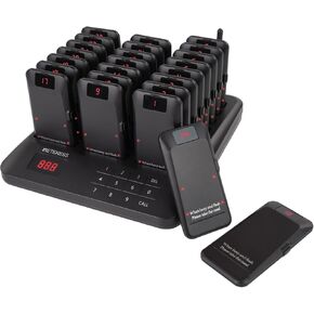 Retekess TD157P Restaurant Pager System, Queue Waiting Buzzers, Guest Pocket Pagers Set with Vibration, Flashing and Buzzer, 24 Beepers for Food Court