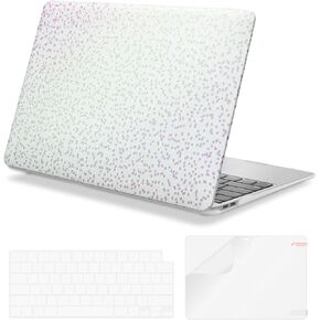 iCasso for MacBook Air 13 inch Case 2021 2020 2019 2018 Release A2337 M1 A2179 A1932, Sparkly Glitter Hard Shell Protective Case for MacBook Air 13.3 inch + Keyboard Cover + Screen Film, White