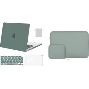 MOSISO Compatible with MacBook Pro 14 inch Case 2024-2021 Release M3 A2918 A2992 M2 A2779 M1 A2442, Plastic Hard Shell&Keyboard Cover&Screen Protector&Pouch&Bag with Small Case,Midnight&Antique Green