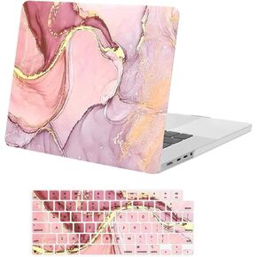 MOSISO Compatible with MacBook Pro 16 inch Case 2025 2024 2023 2022 2021 M4 M3 M2 M1 A3403 A3186 A2991 A2780 A2485 Pro Max Chip, Protective Plastic Hard Shell & Keyboard Cover, Marble MO-MBH253, Pink