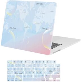 MOSISO Compatible with MacBook Air 15 inch Case 2025 2024 2023 Release M4 A3241 M3 A3114 M2 A2941 Liquid Retina Display&Touch ID, Protective Plastic Hard Shell Case & Keyboard Cover, Blue Ocean Map