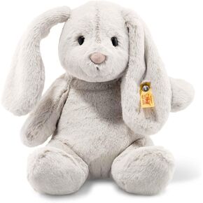 لعبة Steiff Hoppie Rabbit Toy ، حيوان محشو المتميز (رمادي فاتح ، 11 ") ، فخور ناعم ومحبوب للأطفال والفتيان والبنات