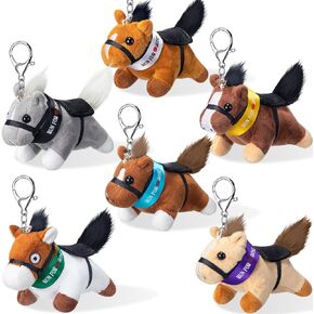 6 قطعة من Kentucky Horse محشوة بسلسلة المفاتيح Derby التذكارية تديرها للورود الفخمة هدايا Derby Horse Plush Toy Women Men Derby Party Supplies Lovers Horse