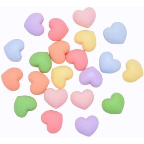 Airssory 70Pcs 7 Colors Pastel Heart Nohole Charms Cabochons for DIY Jewelry Necklaces Anklets Earrings Cases Bobby Pin Accessories - 12x12mm
