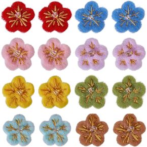 CHGCRAFT 16pcs 8 Colors Mini Felted Wool Flower Handmade Wool Felt Ornament Accessories Felting Handmade 3D Craft Home Decorations for Clothes or Scrapbook Embellishments, 0.8x0.8x0.3inch