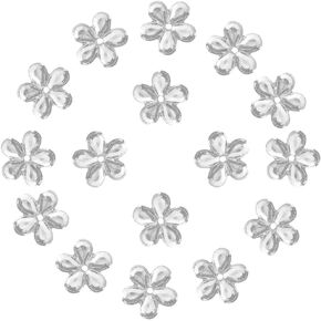 GORGECRAFT 300PCS Clear Flower Rhinestones 11mm Mini Flat Back Resin Flowers Gems Round Floral Charms Buttons Costume Embellishments for Scrapbooking Cell Phone Case Jewelry Making Hair Decoration