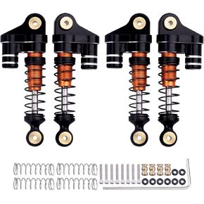 Aluminum 36mm Shocks for SCX24 Gladiator C10 JLU Deadbolt B17 Axial 1/24 RC Crawler Upgrade Parts (4-Pack) (Black&red)
