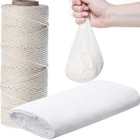 Boao Cheesecloth and Cooking Twine, 35 x 78 Inch Reusable, Unbleached Cotton Fabric Kitchen Cheese Cloth with Cooking Twine 1/4 Cone Cotton 50 Meter for Meat, Straining, Baking, Filtering
