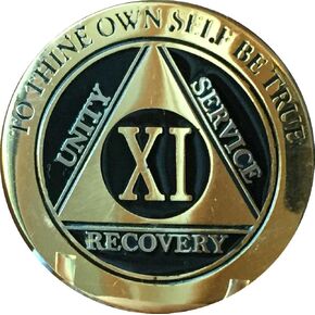 RecoveryChip 11 سنة AA ميدالية أنيقة من أدمغة الكحول الفضية الذهب