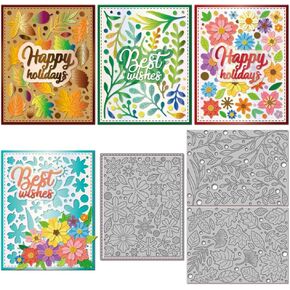 Globleland Zero Waste Flowers أوراق خلفية يموت القطع للاختراق DIY نباتات المعادن الخلفية الخلفية قطع يموت قطعت لتصنيع البطاقات تصنع ألبوم الصور الحرف ديكور
