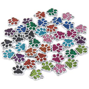 AUEAR, Animal Dog Cat Paw Print Charms Pendants Crystal Beads Glitter Footprint Snap Button for DIY Necklace Bracelet in Kuwait