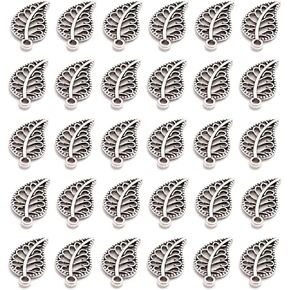 100pcs Antique Silver Leaf Charms Pendants for Bracelets Necklace Jewelry Making Craft - Leaf(Z163)