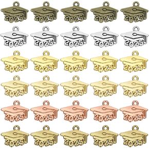 PATIKIL 2025 TASSEL TASSEL SET ، 60 PCS Alloy 2025 Year CAP CAP و Charm Charm for Tassel Tassel Cap Necklace Pendant DIY Making ، Multicolored