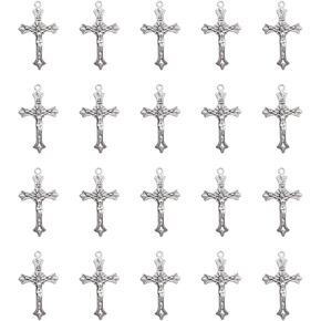 30 PCS يسوع سحر Crucifix لصنع المجوهرات 3.7 × 2.2 سم معلقات عتيقة للنساء سوار قلادة DIY مصمّمة توصيل مفتاح القطع