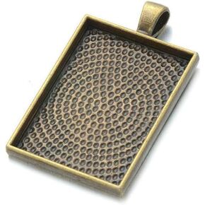 AKOAK 12 Pieces 25mm X 35mm Antique Bronze Rectangle Pendant Trays Pendant Blanks Cameo Bezel Settings for Photo Charm,Cabochon and Jewelry Making