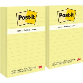 Post-it Pop-up Notes 4x6 in, 5 Pads, America's #1 Favorite Sticky Notes, Canary Yellow, Clean Removal, Recyclable (660-5PK) (Pack of 2)