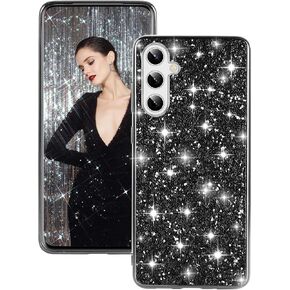Silicone Case for Samsung Galaxy S25 Plus 5G Case Glitter Sparkle Bling, Hybrid Matte Back Case High Impact Heavy Duty Shockproof Protective Cover for Samsung S25 Plus Cute Case for Women (Silver)