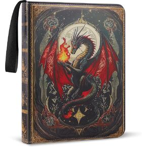 Card Binder 9 Pocket with 50 Removable Sleeves, 900 Cards Storage Holder for Game Cards, TCG, Sports Cards, Trading Card Binder Collection Gifts for Boys and Girls, Dragon Design Card Binder Album