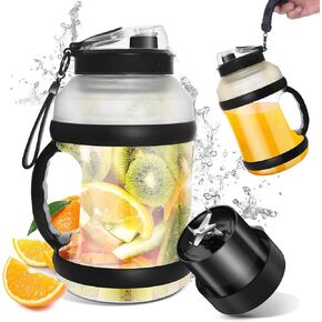 Personal Size Blender 1800ML Large Blender Protein Blender with Dual-Lid Sport Bottle Blender Fruit Mixer Dark