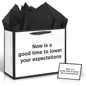 White Funny Gift Bag Just Smile and Say You Love It Gag Gift Bag with Tissue Paper and Greeting Card Inappropriate Snarky Funny Birthday Gift Wrapping Bags for Office Coworker Best Friend Men Women