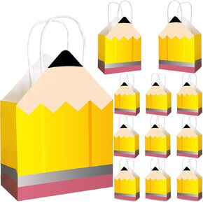 Renbuzhu 27pcs العودة إلى هدايا مدرس المدرسة - أكياس ورقية على شكل قلم رصاص ، ومرحبا بالحلوى الصناديق للطلاب ، وزينة حفلات الفصل الدراسي ، وأسبوع تقدير المعلم