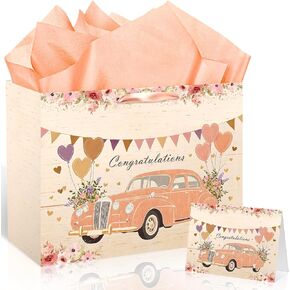 Bride Gift Bag Sage Green Bridal Shower Gift Bags with Cards Tissue Paper Large Bridal Gift Wrapping Bag Bachelorette Engagement Wedding Shower Gift Bag for Sage Green Christmas Bride to Be Party Decoration