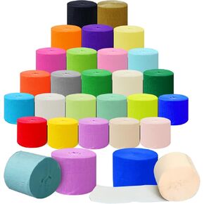 Tanemudo 75 Roll 6150 ft Crepe Paper Streamer Roll لزينة الحفلات ، وصنع الزهور ، وقوس قوس قزح Crepe Paper Rolls لعيد الميلاد وحفل الزفاف (25 لونًا)