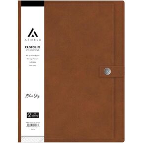 Blue Sky Asmbld Faux Leather Padfolio ، حجم الرسالة ، محفظة غير مؤكدة ، مع المفكرة ، منظم الأعمال للاجتماعات والمكاتب (TAN)