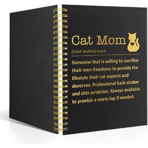 XQlzy Cat Mom Definiture Black Gold Spiral Noteboor ، Cat Lady Notepad ، Cat Lover Journal Gifts ، Mother's Day Gifts for Mom ، الجدة ، العمة ، الابنة ، الهدايا لـ Crazy Cat Mom