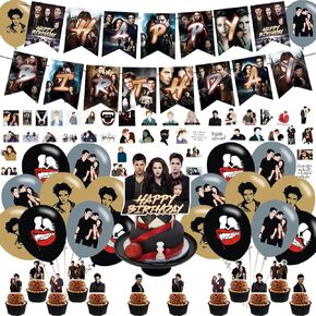 Oudini The Saga of Twilight Party Decorations ، لوازم حفلات عيد الميلاد - أسود ، تشمل لافتة ، Topper Cake ، 12 قبعات كب كيك ، 18 بالونات