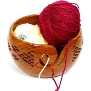 Wooden Yarn Bowl Knitting Bowl Yarn Holder Dispenser Handmade Yarn Storage Bowl Knitting Crocheting Accessories Wool Holder