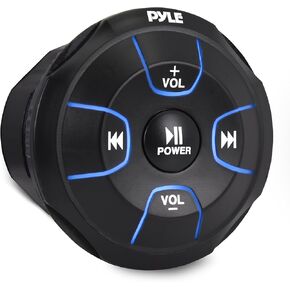 Pyle Amplified Wireless Bluetooth Audio Controller - 300 Watt Bluetooth Media Button, Waterproof Marine Receiver Remote Control W/Aux, Mount for Car Truck Boat Marine Powersport Vehicles - PLMRBT18