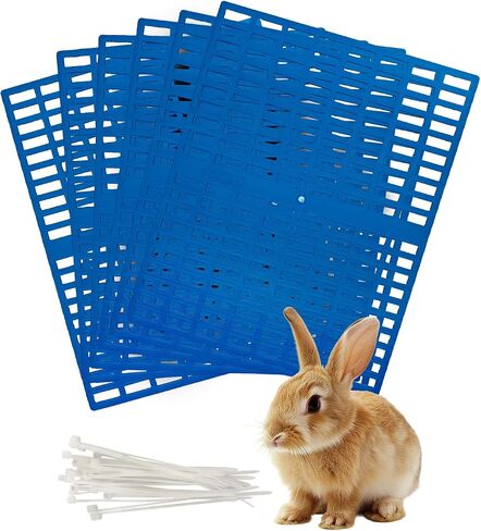 6 Pcs Plastic Rabbit Mats for Cages, 16.53 x 12.99 inch Bunny Floor Mat Rabbits Feet Pads Small Animal Foot Resting Pad with Hole for Guinea Pig Chinchilla Ferret (Blue) in Saudi Arabia