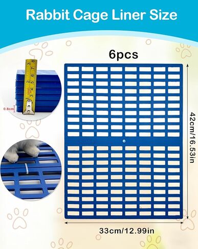 6 Pcs Plastic Rabbit Mats for Cages, 16.53 x 12.99 inch Bunny Floor Mat Rabbits Feet Pads Small Animal Foot Resting Pad with Hole for Guinea Pig Chinchilla Ferret (Blue) in Saudi Arabia