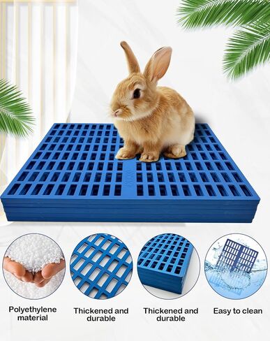 6 Pcs Plastic Rabbit Mats for Cages, 16.53 x 12.99 inch Bunny Floor Mat Rabbits Feet Pads Small Animal Foot Resting Pad with Hole for Guinea Pig Chinchilla Ferret (Blue) in Saudi Arabia