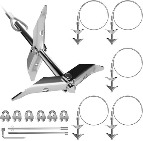 Pugala 2700 lb Holding Capacity 6 Pack Heavy Duty Ground Anchors with Adjustable Clamps - 30'' Double-Layer Cross-Design Earth Anchors for Sheds, Greenhouses, Tents in Saudi Arabia