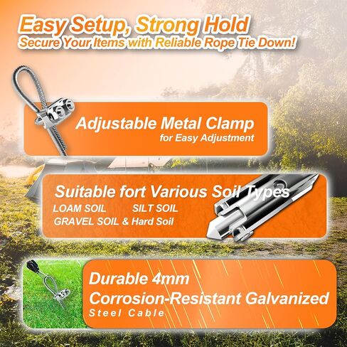 Pugala 2700 lb Holding Capacity 6 Pack Heavy Duty Ground Anchors with Adjustable Clamps - 30'' Double-Layer Cross-Design Earth Anchors for Sheds, Greenhouses, Tents in Saudi Arabia