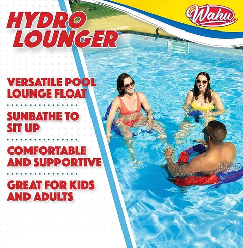 WAHU Hydro Lounger Versatile Pool Lounge Float for Sunbathing, Inflatable Beach and Pool Float Lounger with Inflate/Deflate Valve, Blue/Light Blue in Kuwait